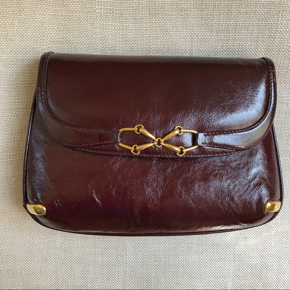Gucci Vintage Shoulder Bag Horsebit Clutch Patent Leather - Picture 3 of 15